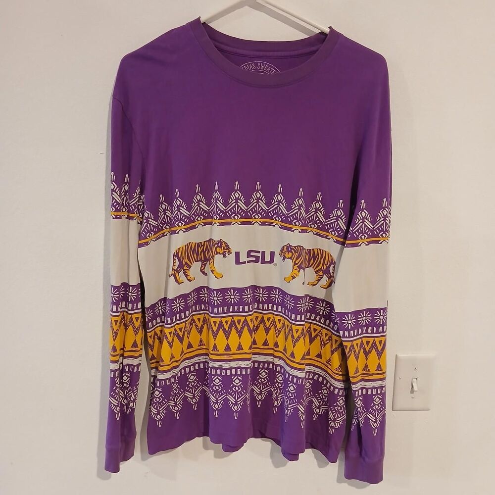 Lauren James LSU Oversize Long Sleeve Shirt Purple Unique Kim Mulkey Style Med